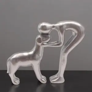 Person Dog Statue Decoration, Beautiful Pet Sculpture, Home Decor, Desktop Office Living Room Bedroom Ornament, Suitable for Pet Lovers