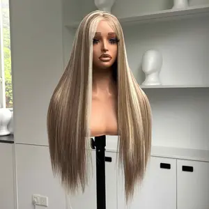[Ash Platinum Brown] Beginher Hair 30 inches Super Soft-Futura 200% Density Silky Straight Free Part 13x4 HD Lace Synthetic Wear Go Frontal Wig Ash Platinum Brown Color