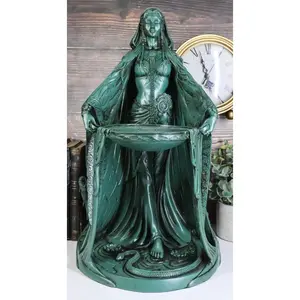 Ebros Green Maxine Miller Celtic Triple Goddess Danu With Cauldron Statue 16"H