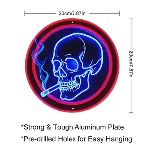 2D Flat 8*8 Inches Not Real Neon Light Metal Sign Retro Skull Design for Home Party and Festival Decoration Tin Halloween metal wall sign Vintage Metal Tin Sign home decor plaque funny bar sign