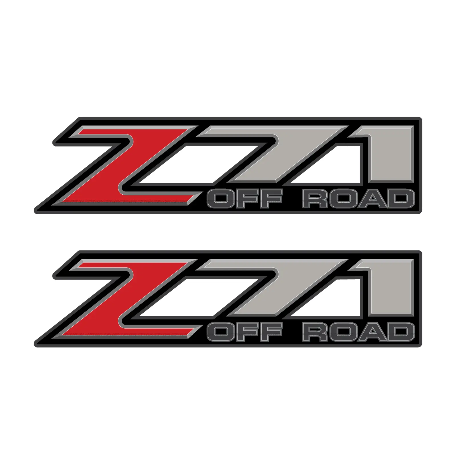 Z71 Offroad Truck Decals Bedside Stickers / Red Grey 3D