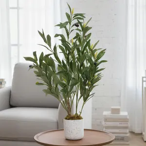 Garvee Artificial Olive Tree 60/120/130/135/150/160 cm, Potted Plant with Lifelike Leaves and 8/14/20/22/34/44 Fruits, Decorative Evergreen Artificial Plant for Home, Living Room, Office