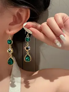 Elegant Water Drop Zircon Earrings, Sparkling Rhinestone Jewelry, Perfect Gift for Women, Stylish Accessory for Any Occasion