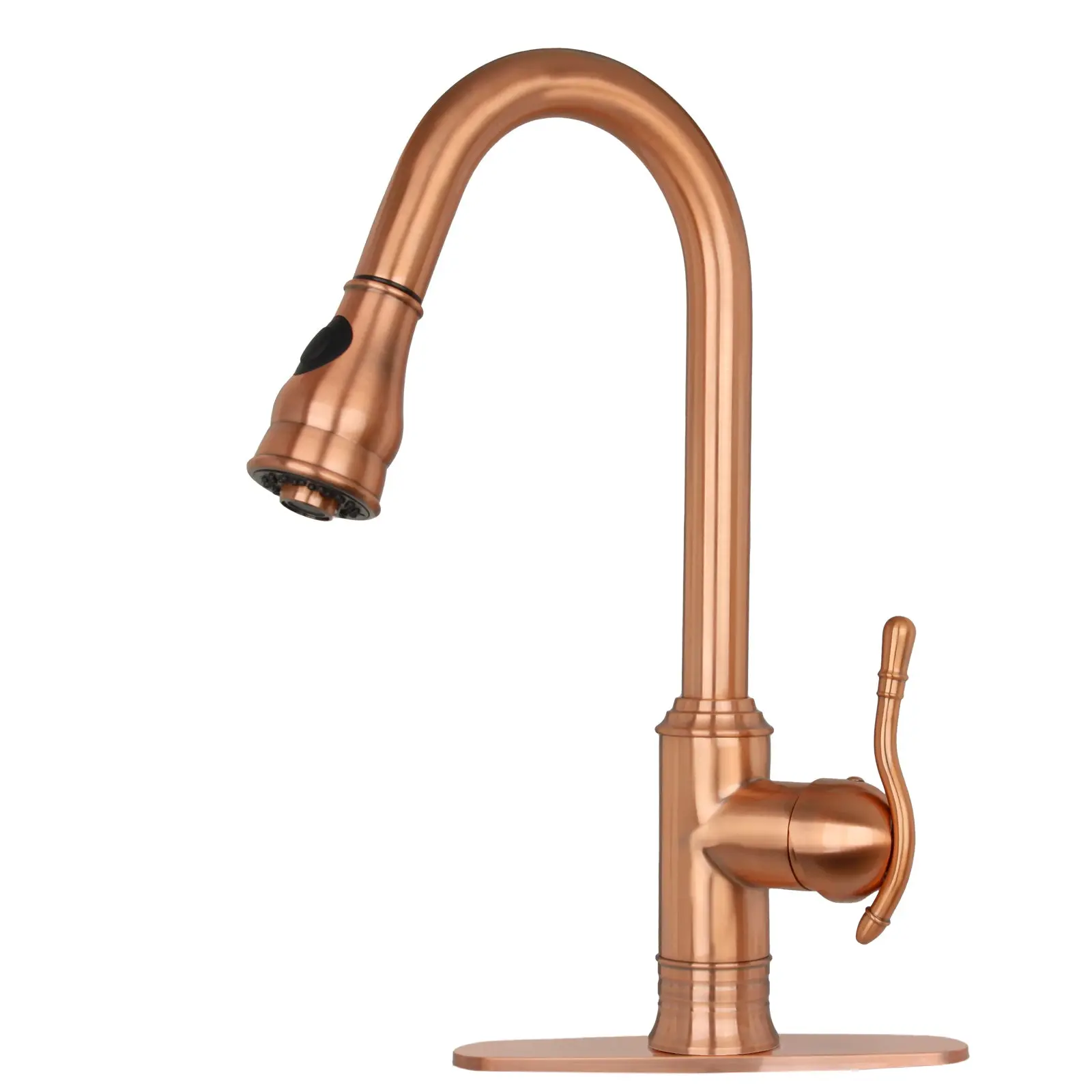 Copper Pull Out Kitchen Faucet, Single Level Solid Brass Kitchen Sink Faucets with Pull Down Sprayer