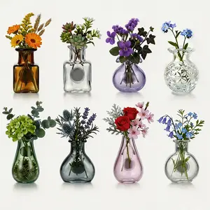 8-Pack Mini Magnetic Glass Vases for Fridge – Cute Tiny Plant Propagation Pots for Locker, Office & Kitchen Decor, Gift for Moms, Teachers & Coworkers