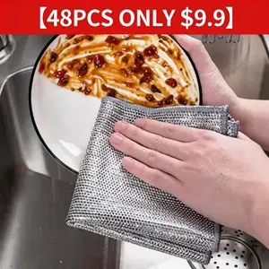【48PCS ONLY $9.9】Magic Wipe Wire Dishcloths | No Odor Scratchless Kitchen Scrub Pads | Reusable Dish Towels for Stove & Sink