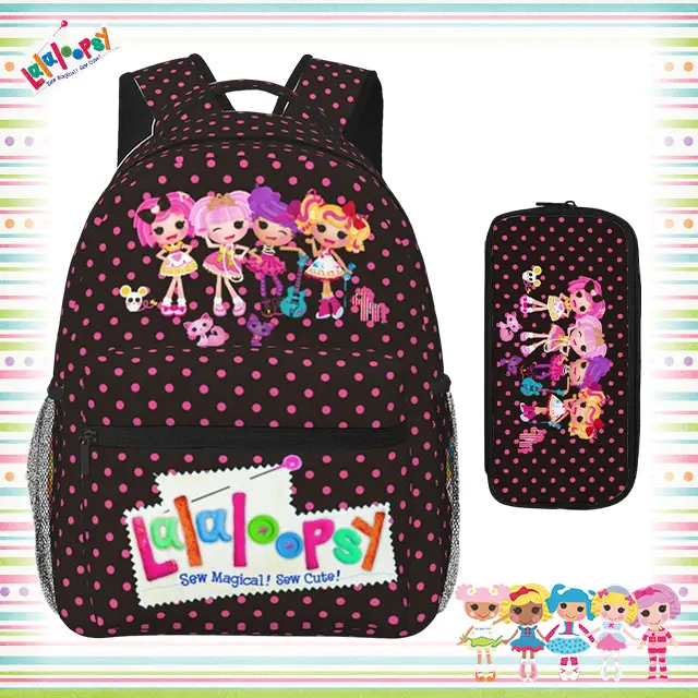 Lalaloopsy Cartoon Print Backpack for Female, Casual Lightweight Zipper Bookbag for School, Travel