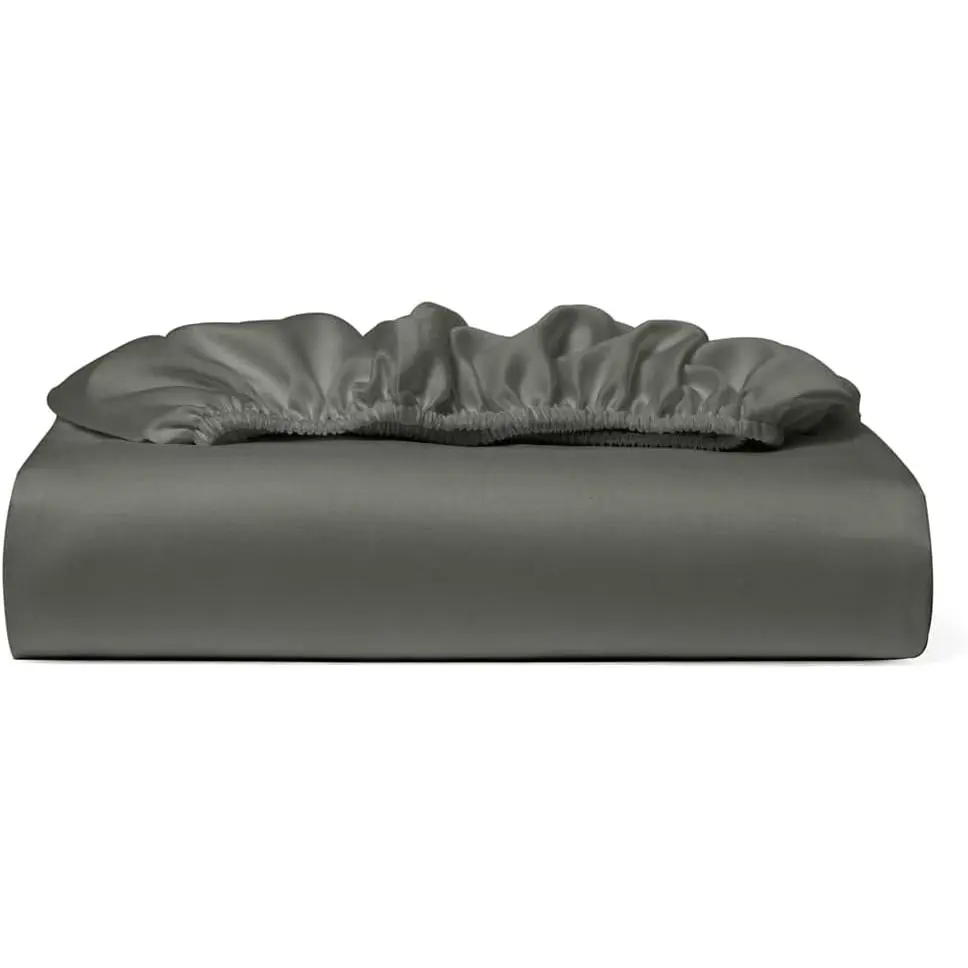 Fitted Sheet - Cooling, Breathable, Silky Soft Deep Pocket Bottom Sheet (Queen, Grey)