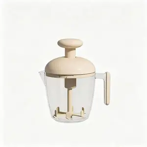 Multiblade Press Rotary Egg Beater Cup with Built-in Mesh Foam Filter, Manual Kitchen Mixer for Egg Beating and Milk Frothing