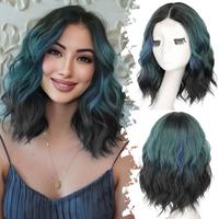 Ombre Dark Green with Blue Highlights