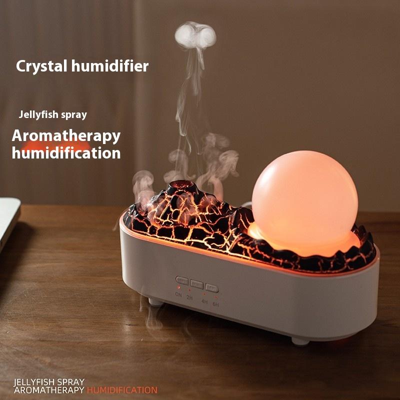 Crystal Ball Volcano Diffuser - Orb Design Ultrasonic Aromatherapy Humidifier with Jellyfish Spray