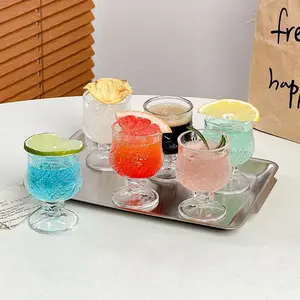 6/12pcs - Mini stemmed glass cups, Shot glass set, carved diamond pattern small wine cups, 50ml/1.76oz, crystal clear, suitable for vodka, whiskey, mini one-sip cups with stemmed design to prevent overdrink