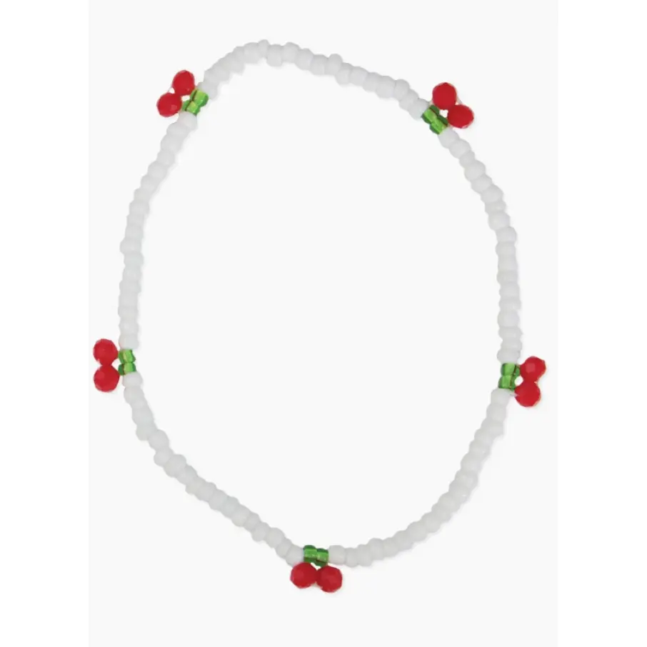Beaded Cherry Stretch Anklet