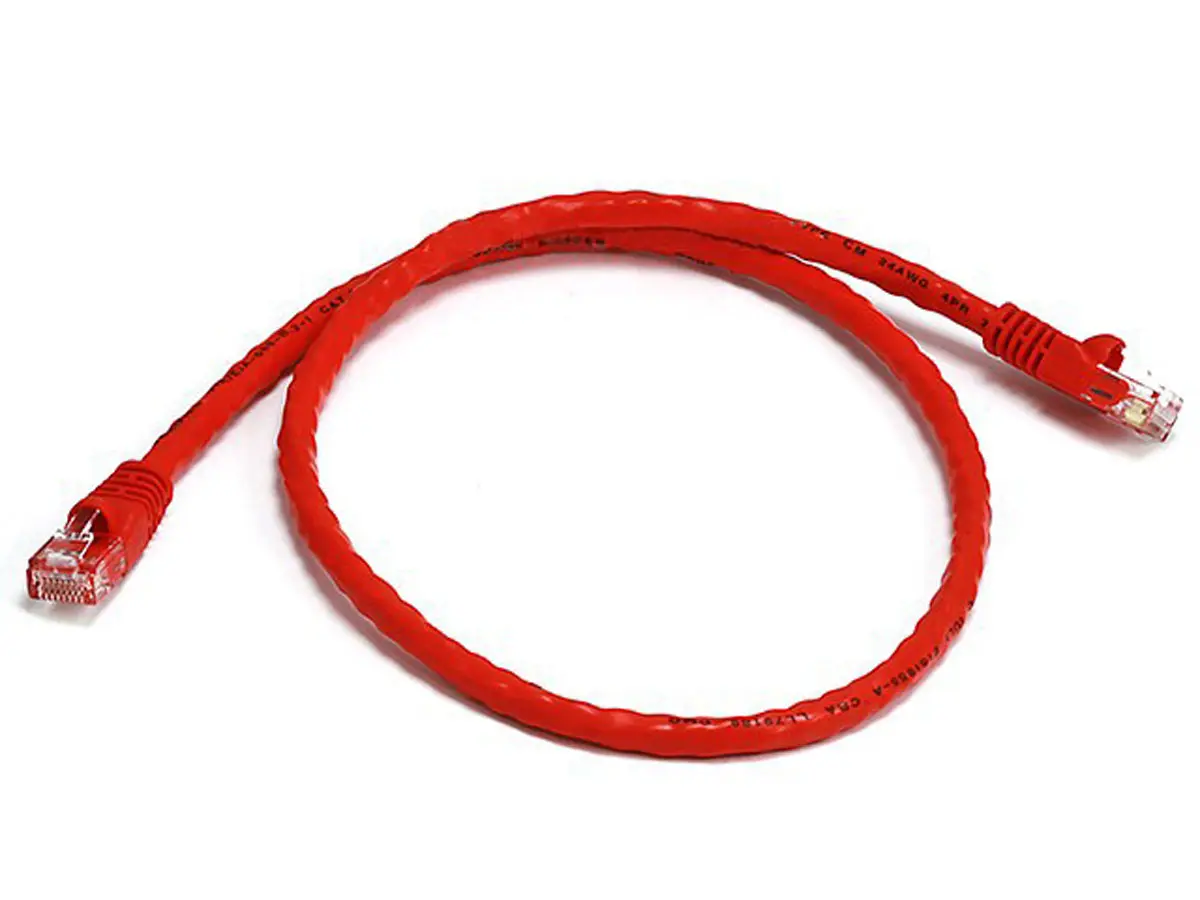 Monoprice 3424 2 ft. Cat6 24Awg UTP Ethernet Network Patch Cable, Red