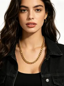 New Fashion 18k Gold Plated Stainless Steel Figaro Chain Necklace, Punk Style 20 Inches Necklace For Men And Women,Non Tarnish Necklace