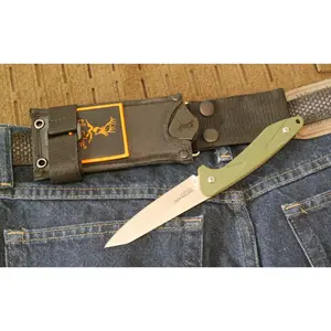 9" Fixed Blade Knife Horizontal Carry Hinterland Full Tang Green Tactical Sharp