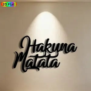 1pc Hakuna Matata Metal Wall Art,Hakuna Matata Statue Mural, Ideal Gift for New Year, Easter, Inspirational Quote Enthusiasts, Rust-Resistant Metal Wall Decor Wall Sculptures, Perfect for Living Room Wall & Garden Fence, Unique Home & Outdoor Decor