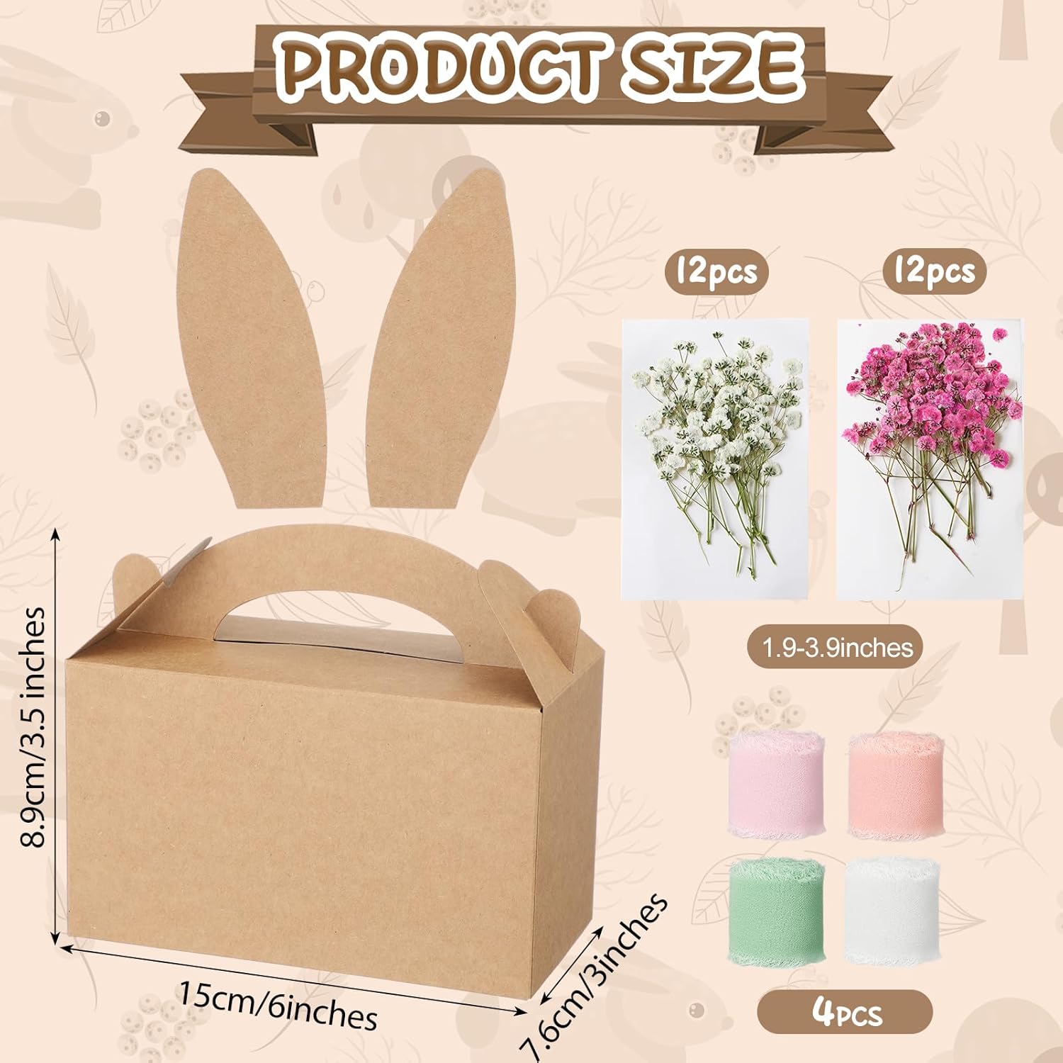 24/48 Pcs Boho Bow Easter Goodie Bags Bunny Paper Bags DIY Bunny Gift Boxes with Neutral Bow Ribbon Artificial Flower Rabbit Ear Treat Bags for Student Teacher Office Employee Coworker,School Classroom Table Decorations,Spring Birthday Wedding Party Favor 24/48 Pcs Boho Bow Easter Goodie Bags Bunny Paper Bags DIY Bunny Gift Boxes with Neutral Bow Ribbon Artificial Flower Rabbit Ear Treat Bags for Student Teacher Office Employee Coworker,School Classroom Table Decorations,Spring Birthday Wedding Party Favor