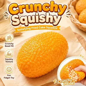 Crunchy Fried Cake Squishy Toy, Satisfying Bead Filled Squishy Fidget Toy, ASMR Sensory Stress Relief Toy, Crispy Texture Squishy for Kids & Adults