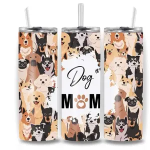Dog mom 20oz Stainless Steel Tumbler Durable Eco-Friendly 20-ounce Straight Tumbler with Customizable Prints for Hot or Cold Drinks