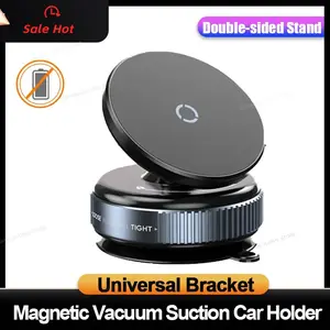 2025 New Car Phone Holder Vacuum Suction Cup Strong Magnetic Adsorption Bracket For Gym Kitchen Car Navigation Stand Black Attachment Detachment Automotive Versatile Use Vehicle Stability Practical Addition Mount Smartphone Alloy