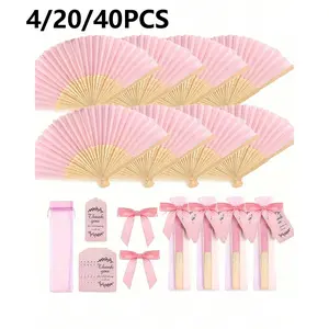 Foldable Paper Fans Set, Portable Folding Fan, DIY Portable Chinese Bamboo Fans, Wedding Guest Gifts, Party Decor, Home Decoration, Art Craft Gift, Decorating