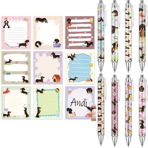 Dachshund Gifts Set for Women Include Weiner Dog Ballpoint Pens Sticky Notes Stickers Office Stationery Supplies for Wedding Theme Gifts Birthday Party Favor Decor Cute Stationery Set
