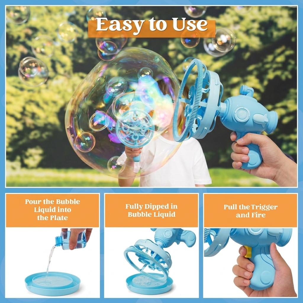 Kids Bubble Gun 2 Pack Angel Bubble Machine Gun for Toddlers, Outdoor Toys Automatic 13-Hole Bubbles for Kids Blower Maker Easter Basket Stuffers Valentines Gift Party for Boys Girls