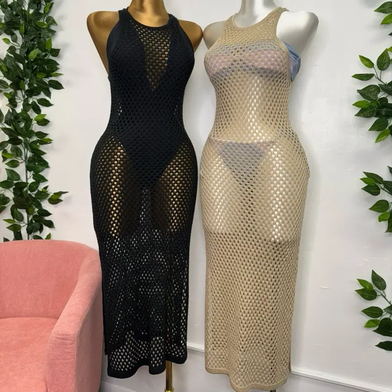 See Through Fishnet Maxi Dress