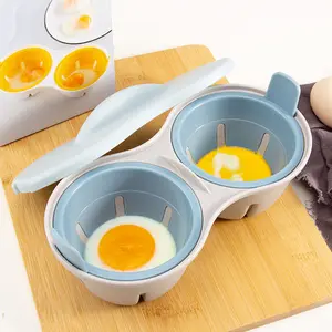 Microwave Egg Steamer Tray with Lid, Dual Hole Plastic Egg Mold, Steam Eggs Easily, Durable Kitchen Tool for Home Cooking