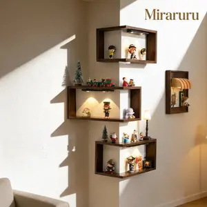 Miraruru Floating Shelf -  Corner Display Rack for Collectibles, Figurines & Home Decor, Premium 3-Tier Wall-Mounted Organizer: Space-Saving Storage Shelf for Kitchen, Decorative Toy & Fashion Display, Multi-Purpose Wooden Shelf, Practical Gift Idea