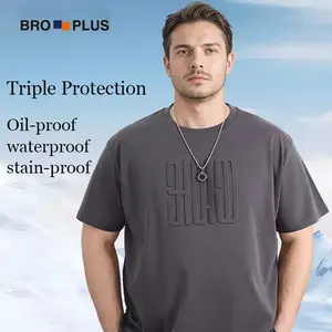 BRO BLUS Large size men's clothing three-dimensional embossed three-proof short-sleeved men plus size plus youth fashion trend casual T-shirt Menswear Top Gamis Tshirt