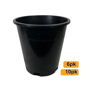 Green Oasis 5-Gallon Black Injection Molded Nursery Pot with Optimal Drainage for Shrubs Perennials & Tropicals - 5pk