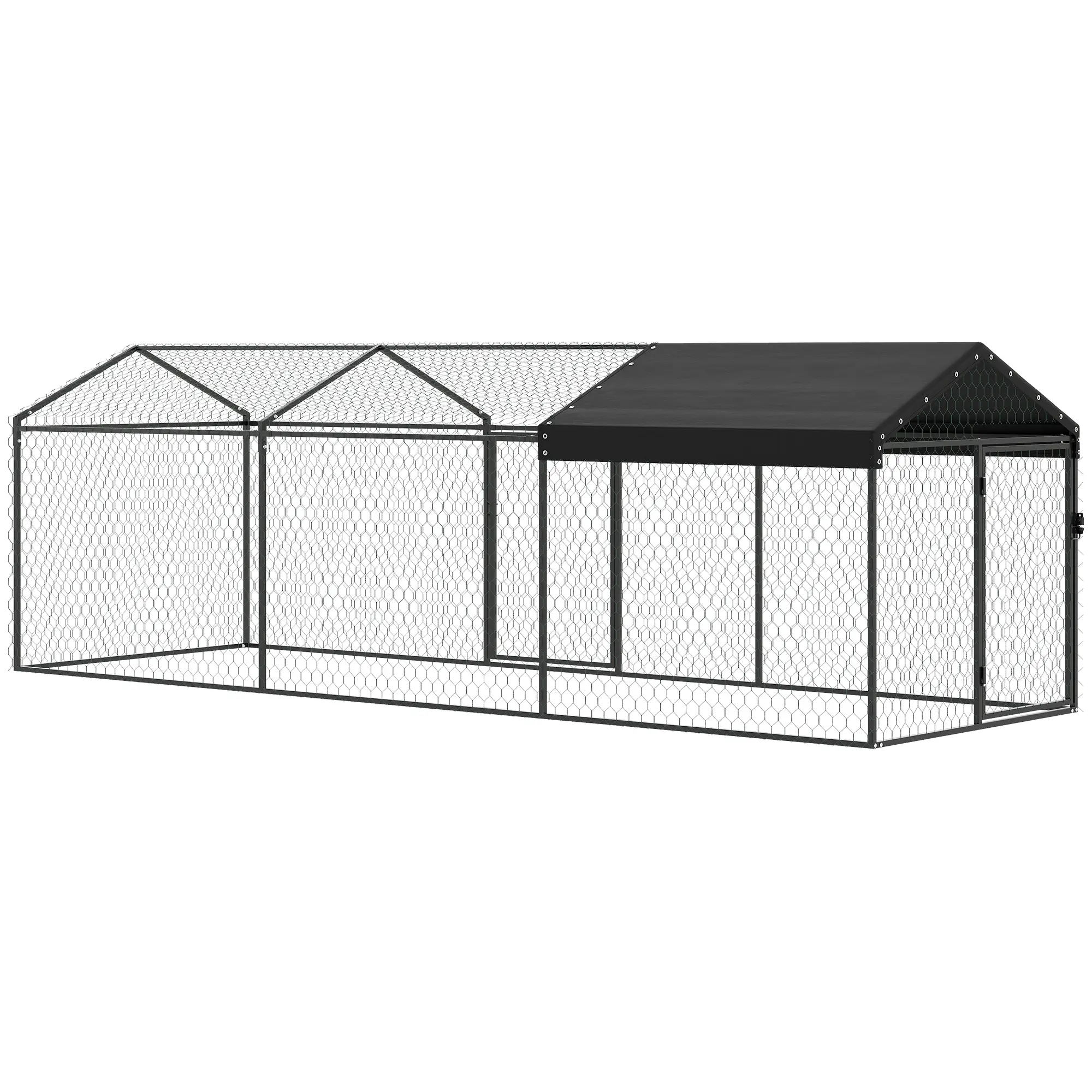 Large Metal Chicken Coop with Waterproof, Anti-UV Cover - Outdoor Chicken Run for 3-5 Poultry, Farm Animal Cage for Rabbits