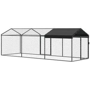 Large Metal Chicken Coop with Waterproof, Anti-UV Cover - Outdoor Chicken Run for 3-5 Poultry, Farm Animal Cage for Rabbits