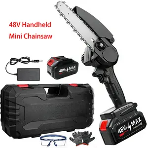 Brushless Mini Chainsaw Pro, 6-inch Mini Chainsaw Cordless with 48V Batteries,Handheld Electric Power Chain Saw for Wood Cutting,Pruning, Gardening, Camping - Suitable for Seniors, Women Perfect Valentine‘s Day Gift idea