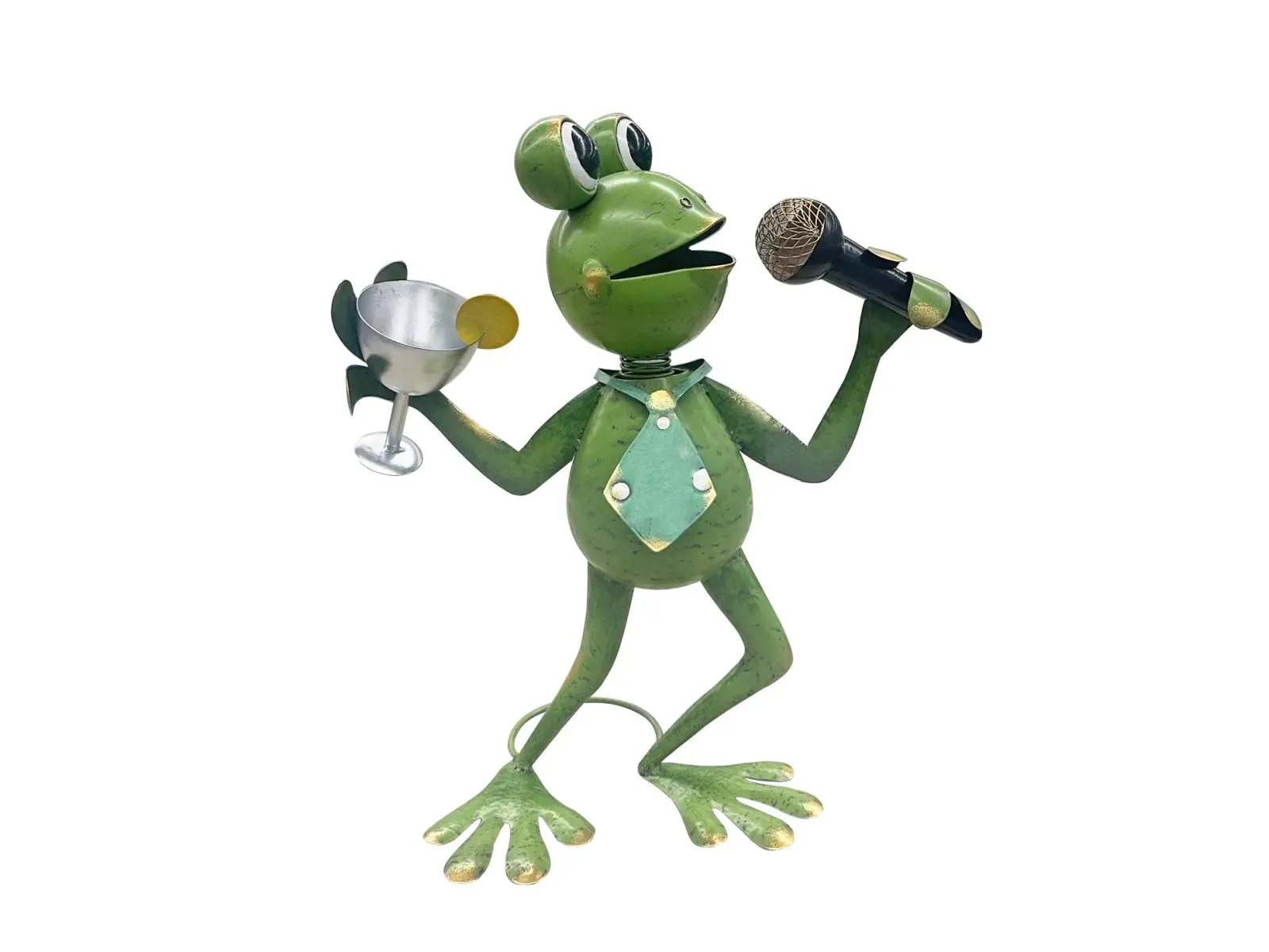Continental Art Center 24023D Karaoke Singing Frog Garden Statue Metal Animal Outdoor Yard Art Sculpture Garden Decoration