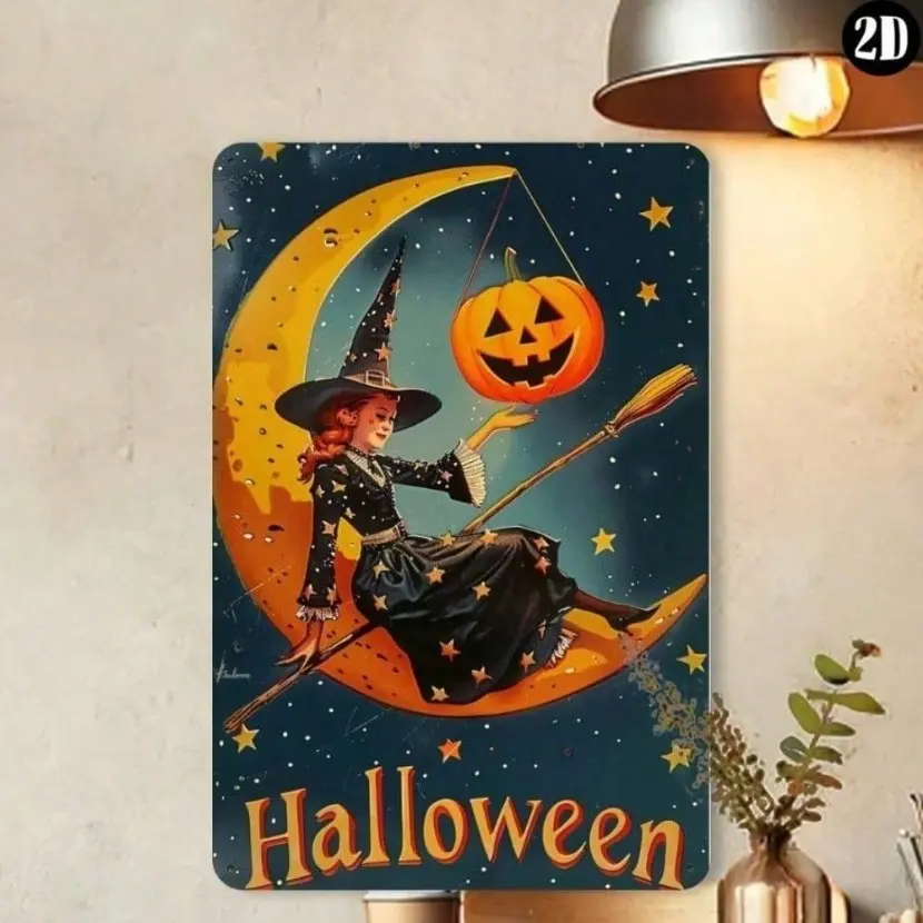 Aluminum Nameplate Vintage Retro Wall Decor 8x12 Inch Halloween Gothic Engraved Hanging Plaque for Home Bar Cafe Living Room Wall Mounted Decor
