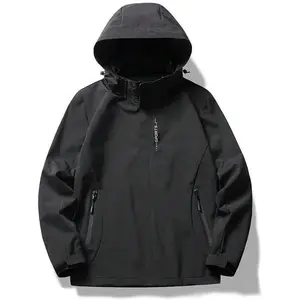 Waterproof Windbreaker With Removable Hood Lightweight Rain Coats Casual Hiking Cycling