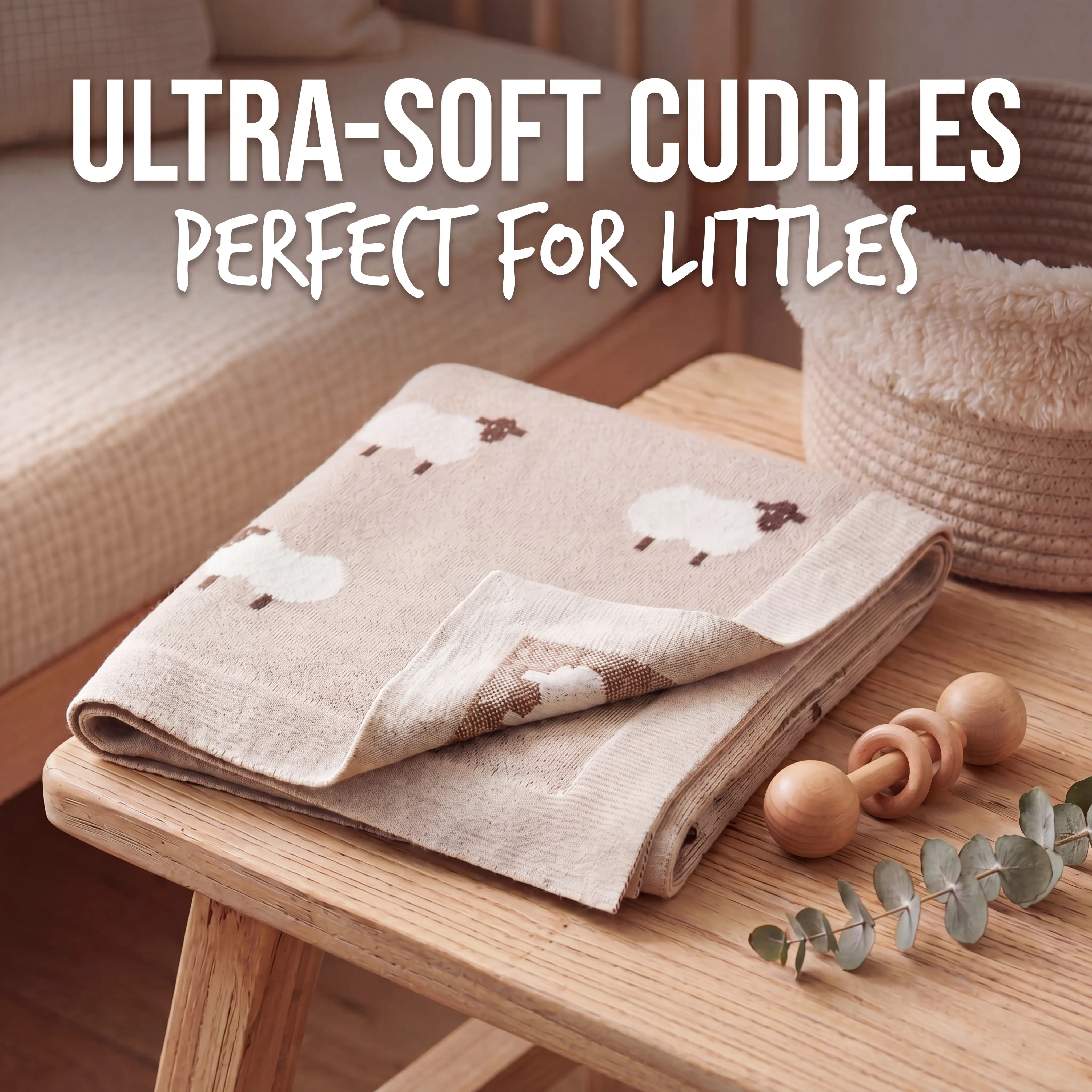 MIMIXIONG Comfy Blankets for Babies, Large Knit Design, Washable Bedding Supplies and Special Gifts for 6 - 9 Months