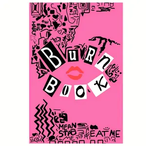 1pc Burn Book - Mean Girls Canvas Album Poster, Wooden Frame Wall Art, Interior Decoration, Suitable for Halloween, Christmas, Easter, and Themed Parties, Party Decoration| Fun Design| Bold Font, Album Decoration