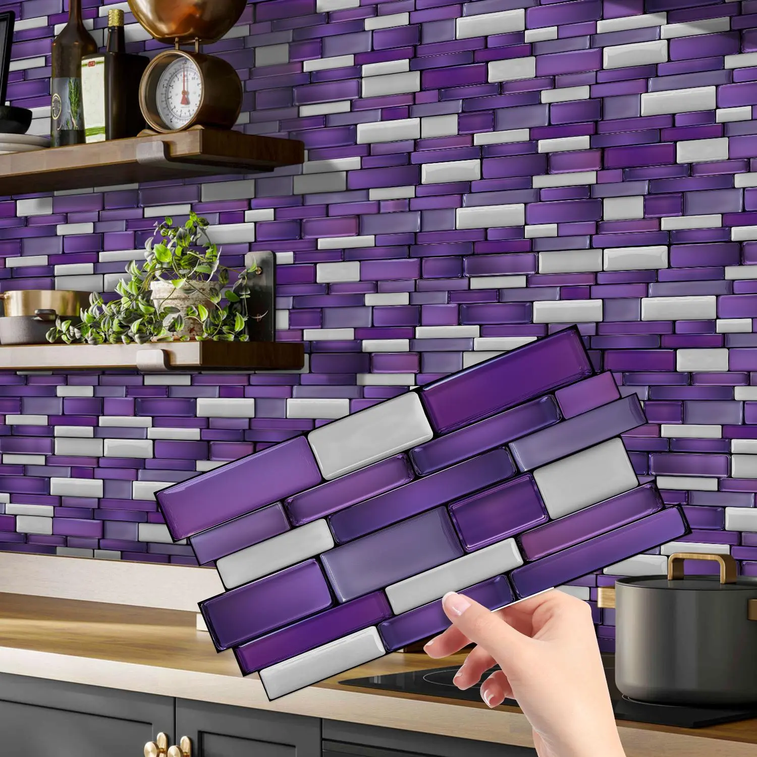 Self-Adhesive Imitation Marble Tile Wall Stickers, Self Adhesive Tiles, Waterproof and Oil-Proof for Kitchen and Bathroom, Easy to Clean Thermal Insulation Decor, Decorative Stickers, Marble Pattern Sticker, Adhesive Decals, Household Decoration Supplies