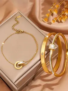 3 stylish, elegant, and attractive stainless steel jewelry sets, suitable for daily use by men and women, perfect for parties, gatherings, and holiday gifts