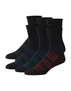 Hanes Moves Breathable Mesh Men’s Mid-crew Socks Shoe Sizes 6-12 6-pairs Men's Underwear Multi Pack Comfortable Fit Soft Stretch Fabric Hmmv84