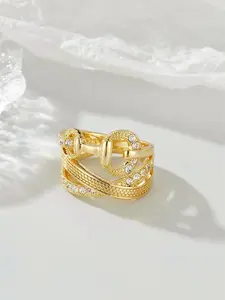 1 PC Luxury Cubic Zirconia Ring For Women For Wedding Engagement Party Jewelry Valentine's Day Gift Interlocked Stackable Rings