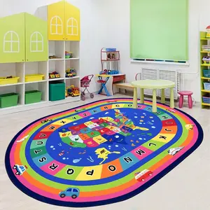 ABC Kids Rug Rainbow Car Road Rug US Map Bedroom Carpet Animal Classroom Play Mat Alphabet Educational Rug Nonslip Washable Floor Mat for Boys Girls modern non-slip