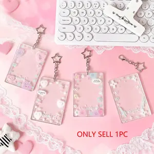 Cute Pattern Acrylic Card Holder, 1 Count Portable Clear ID Card Holder, Student Card Case, Identification Badges & Supplies
