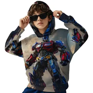Transformers Hooded Sweatshirt, Cozy Casual Pullover for Themed Parties & Casual Attire, Machine Washable, Holiday Outfit, Character Design, Comfortable Fit, Printed Hoodie A0929-92