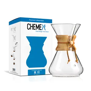 Chemex Pour-Over Glass Coffeemaker - Classic Series - 10-Cup - Exclusive Packaging Pots Tea
