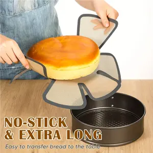 1pc reusable extended silicone baking tray-baking accessories for baking bread，with safety edge handle non stick suitable for 9.5 x 5-inch bread mold (round), baking tool cake mold cake baking tray, Baking Supplies